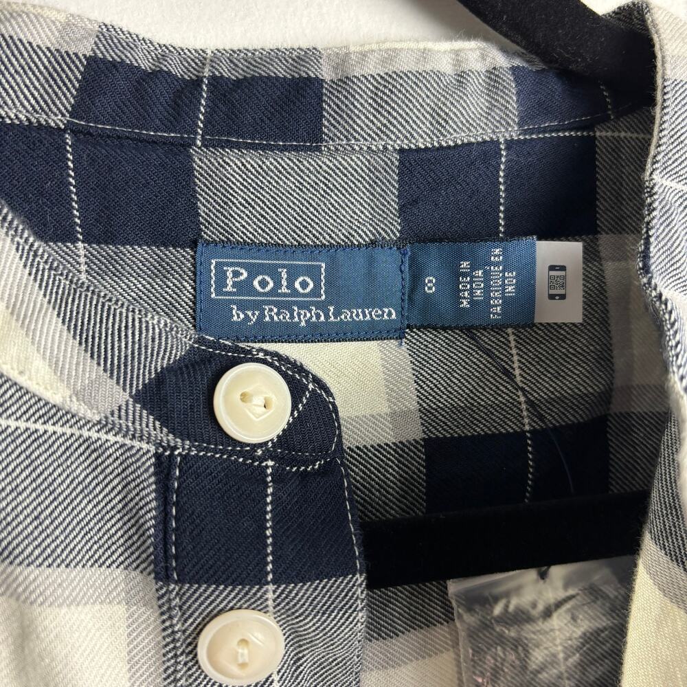 Ralph Lauren Navy Plaid Shirt Dress Tartan Button Front Women’s 8 NWOT - Picture 4 of 8